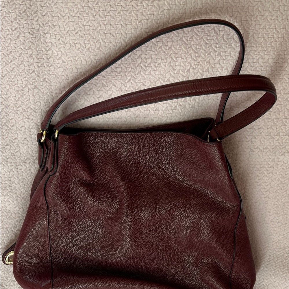 Coach Maroon Edie Floral Embellished Shoulder Bag - Picture 2 of 9